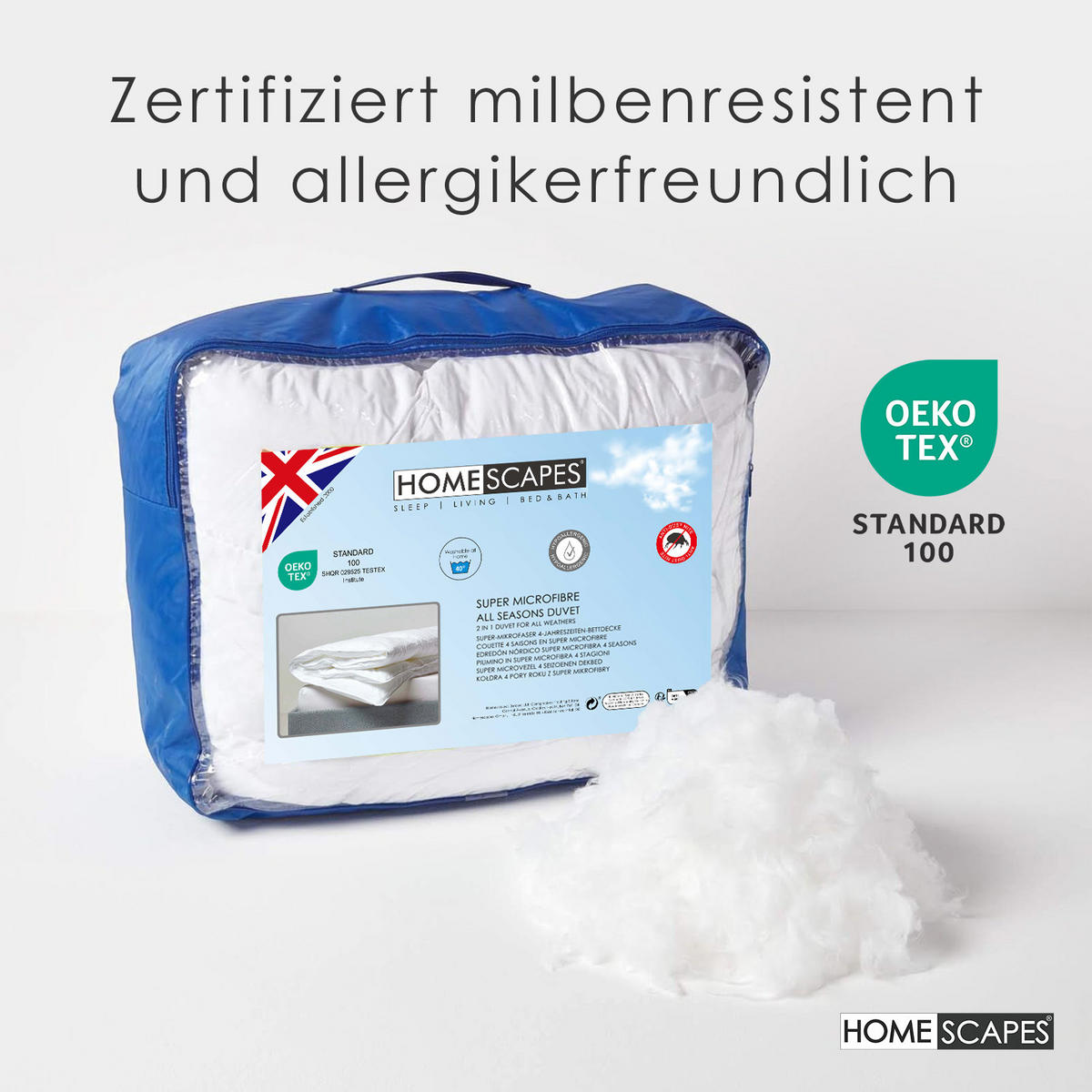4-JAHRESZEITEN-BETTDECKE 230/220 cm, Super-Mikrofaser - Weiß, Textil (230/220cm) - Homescapes