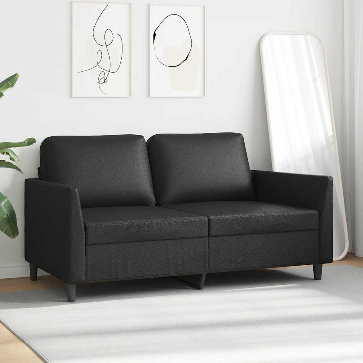 2-SITZER-SOFA Feuchtwangen - Schwarz, Leder (160/80/77cm) - Nettlife