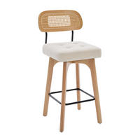 BARHOCKER 2er Set, 360° drehbar, Wiener Geflecht/Chenille, 67,5cm Sitzhöhe, Beige - Wildeiche/Beige, Holz/Textil (44/96/51cm) - LVHOM