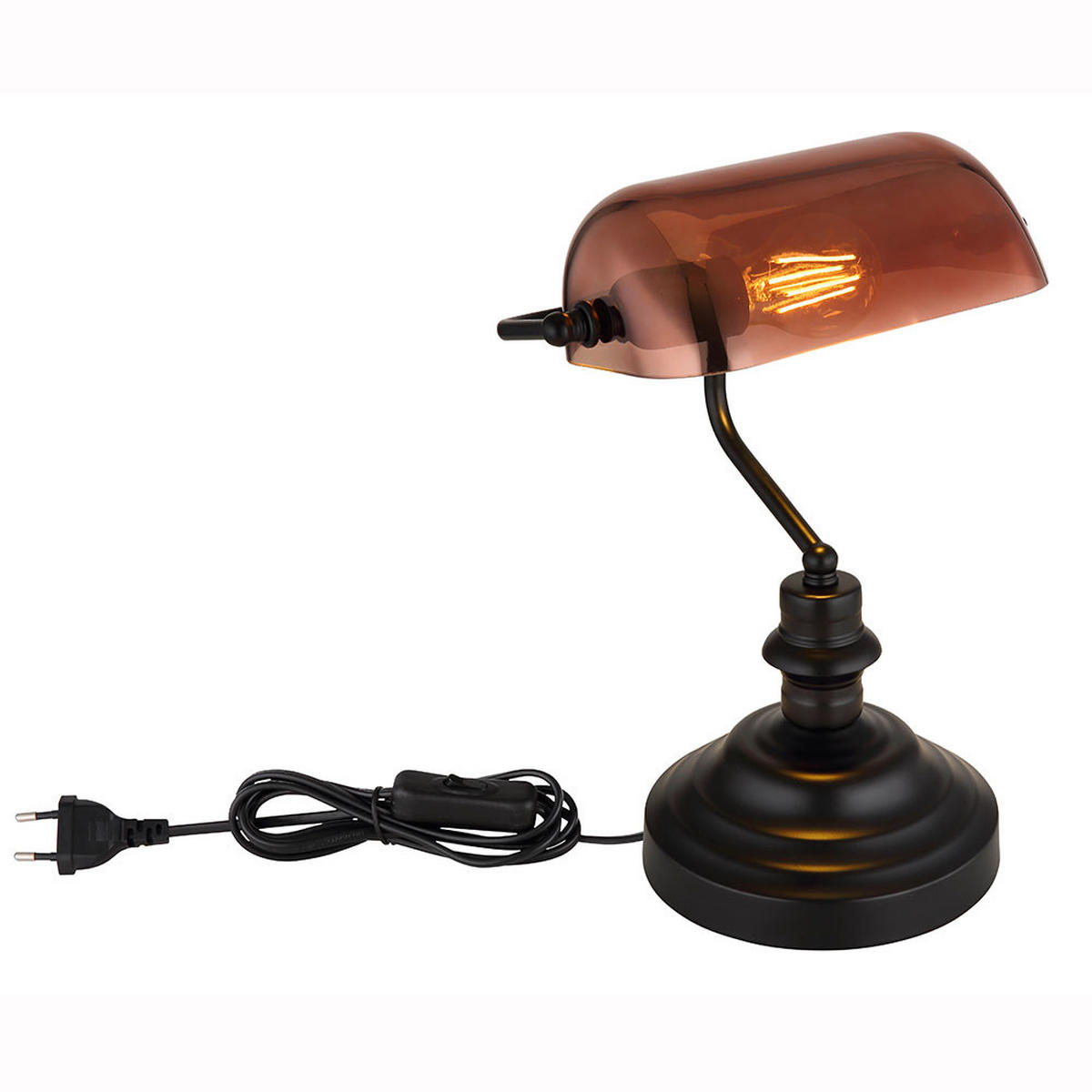 TISCHLEUCHTE ANTIIQUE Kupfer Glas - Kupferfarben, Glas (25/19/36cm) - Globo Lighting