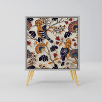 SIDEBOARD EMINENT HOOPOE, Grau, 57,5x42x75,5 cm, Goldfarbene Metallfüße - Goldfarben/Multicolor, Holzwerkstoff/Metall (57.5/75.5/42cm) - SpaceRebels