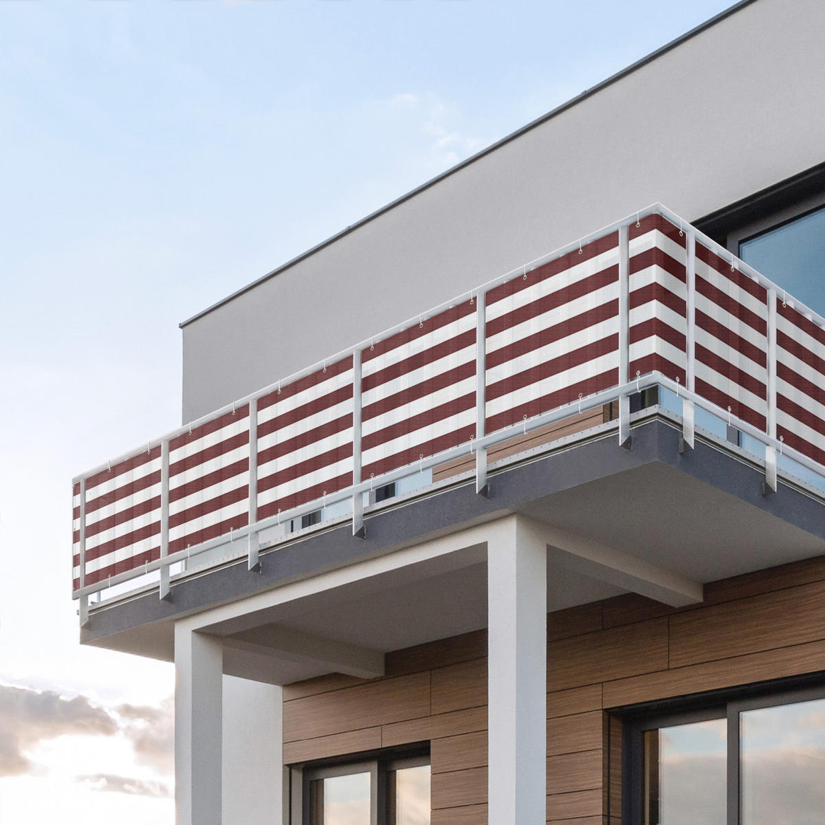 BALKON SICHTSCHUTZ Querstreifen in Dunkel Rot 250/75 cm - Rot, Kunststoff (250/75cm) - Bilderwelten