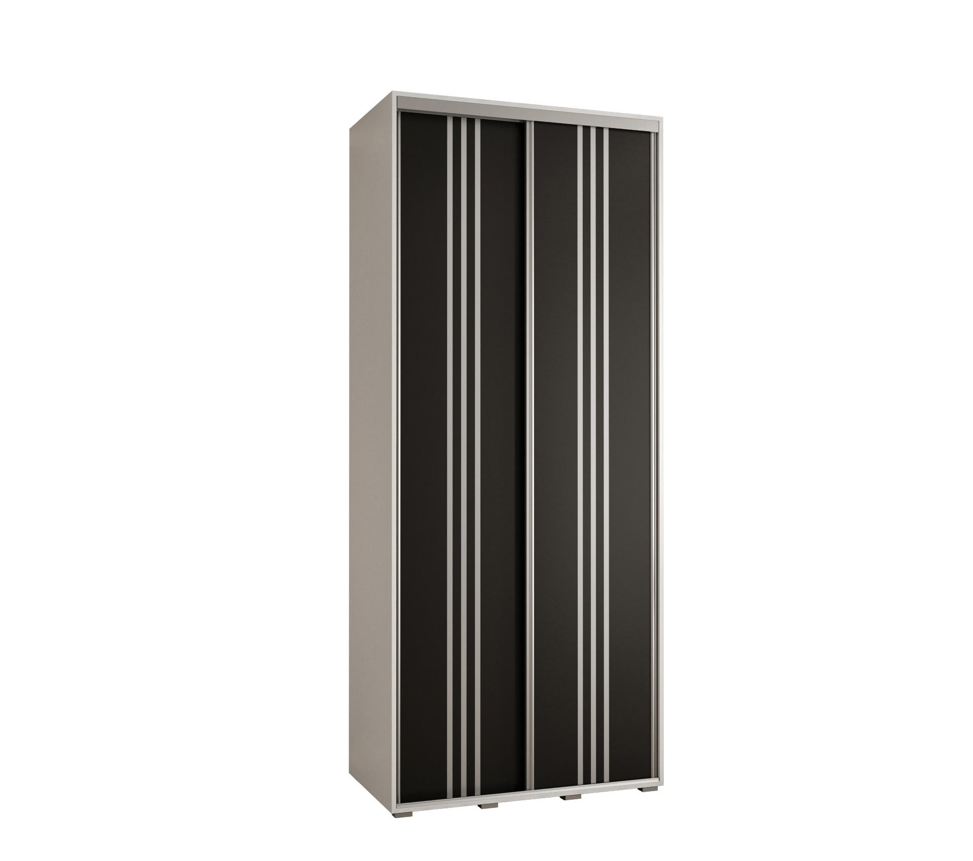 Abiks Möbel Schwebetürenschrank Weiß, Schwarz, Silber 100x235x60 cm