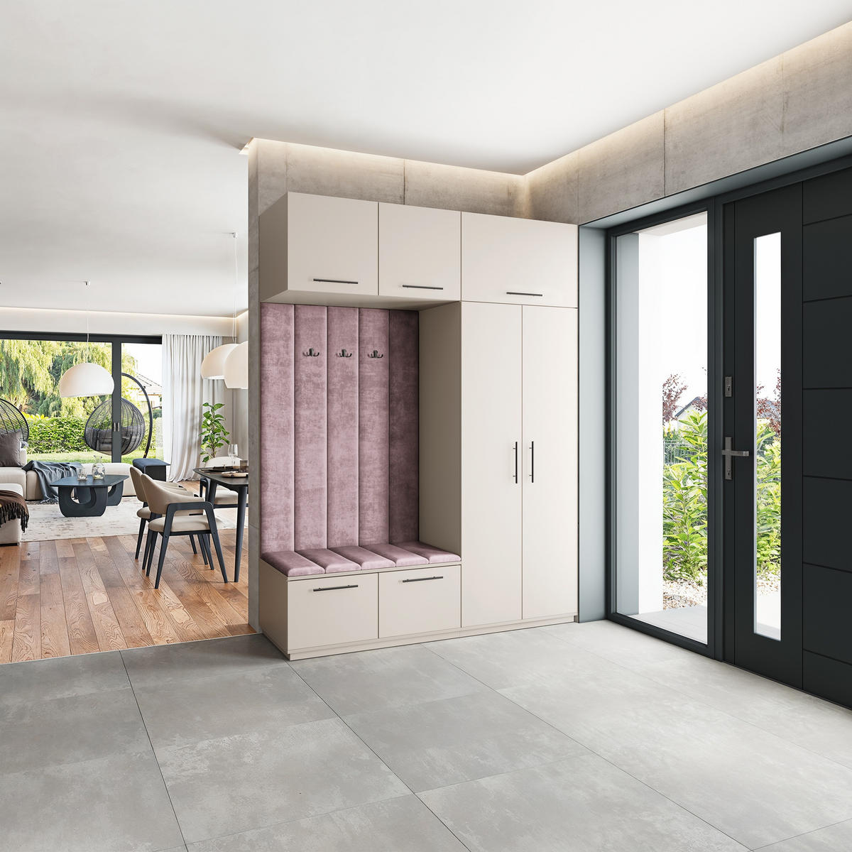 GARDEROBENSCHRANK REMA 180/240/60 cm Modern Garderobe-Set Kaschmir - Kaschmir/Lila, Holzwerkstoff (180/240/60cm) - MASSENO