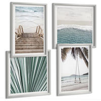 BILDER SET 4er Set - 50x50 cm & 40x60 cm Silberner Rahmen - Tropenurlaub - Silberfarben, Kunststoff (50/50cm) - TULUP