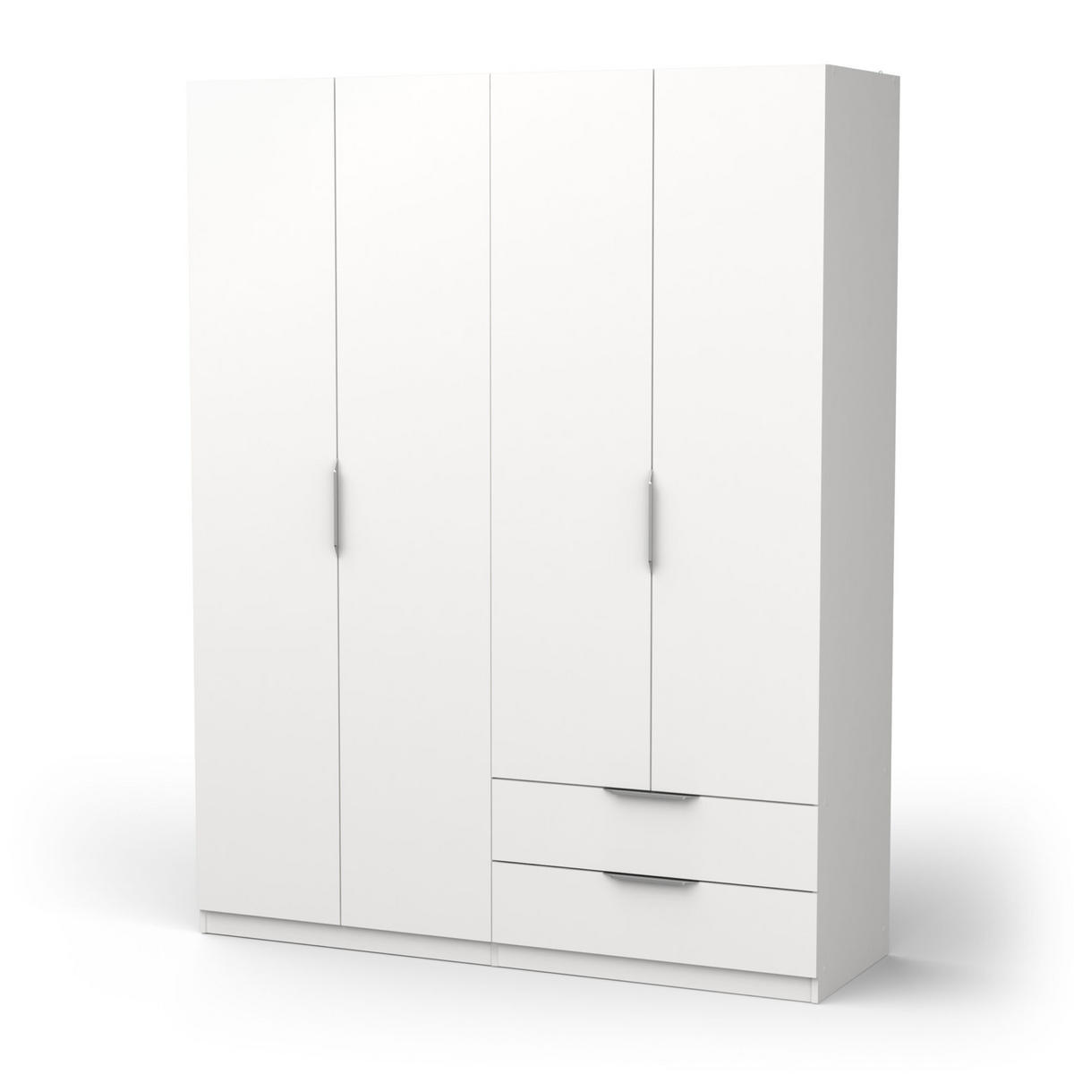SCHRANK, 4 Türen - GHOST - Weiß - 157,3 x 51,1 x 203 cm - Weiß, Holz (51.1/203/157.3cm) - Demeyere