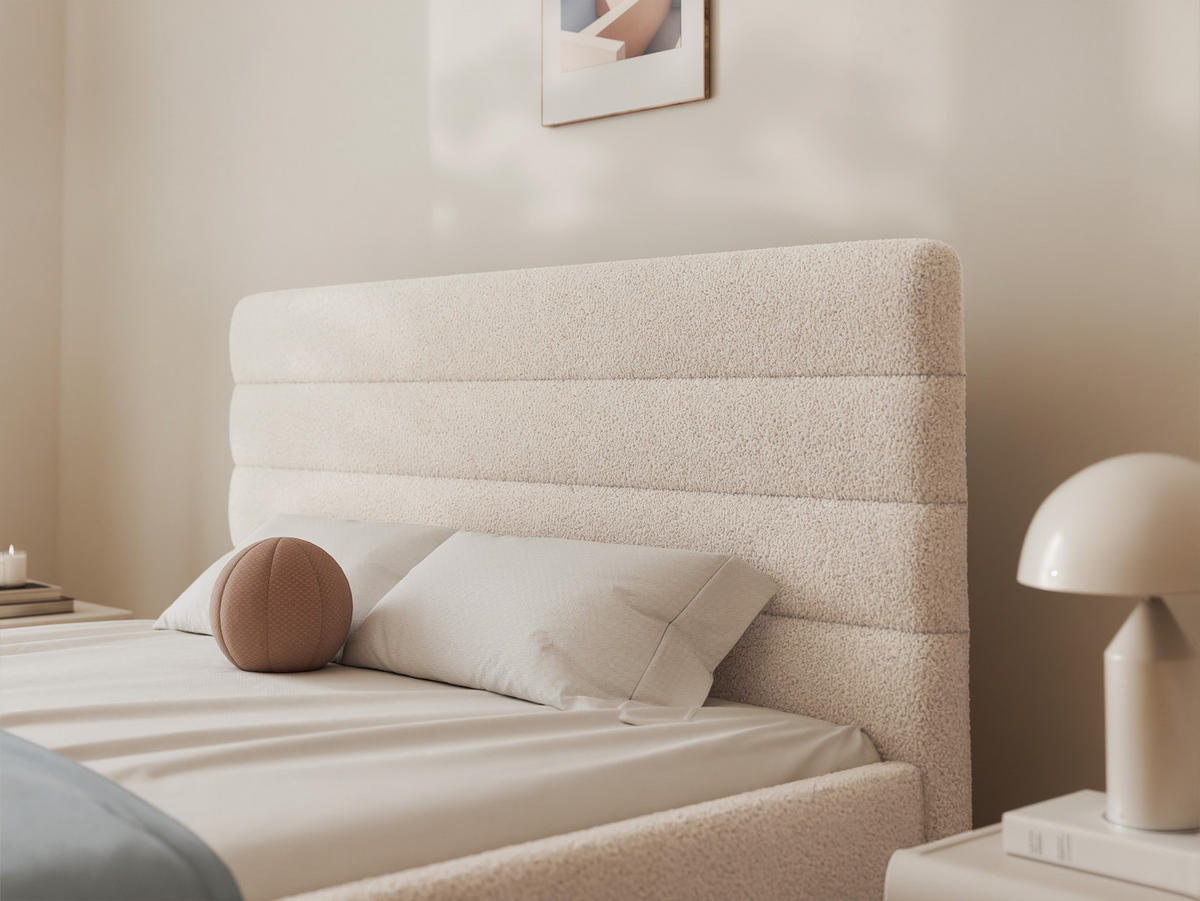 POLSTERBETT MIKO 160/200 cm Bettkasten, Hellbeige - Sandfarben, Holzwerkstoff/Textil (160/200cm) - Idohome