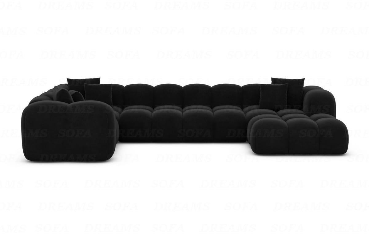 WOHNLANDSCHAFT Cloud Schwarz Samtstoff - Schwarz, Kunststoff (314/72/184cm)