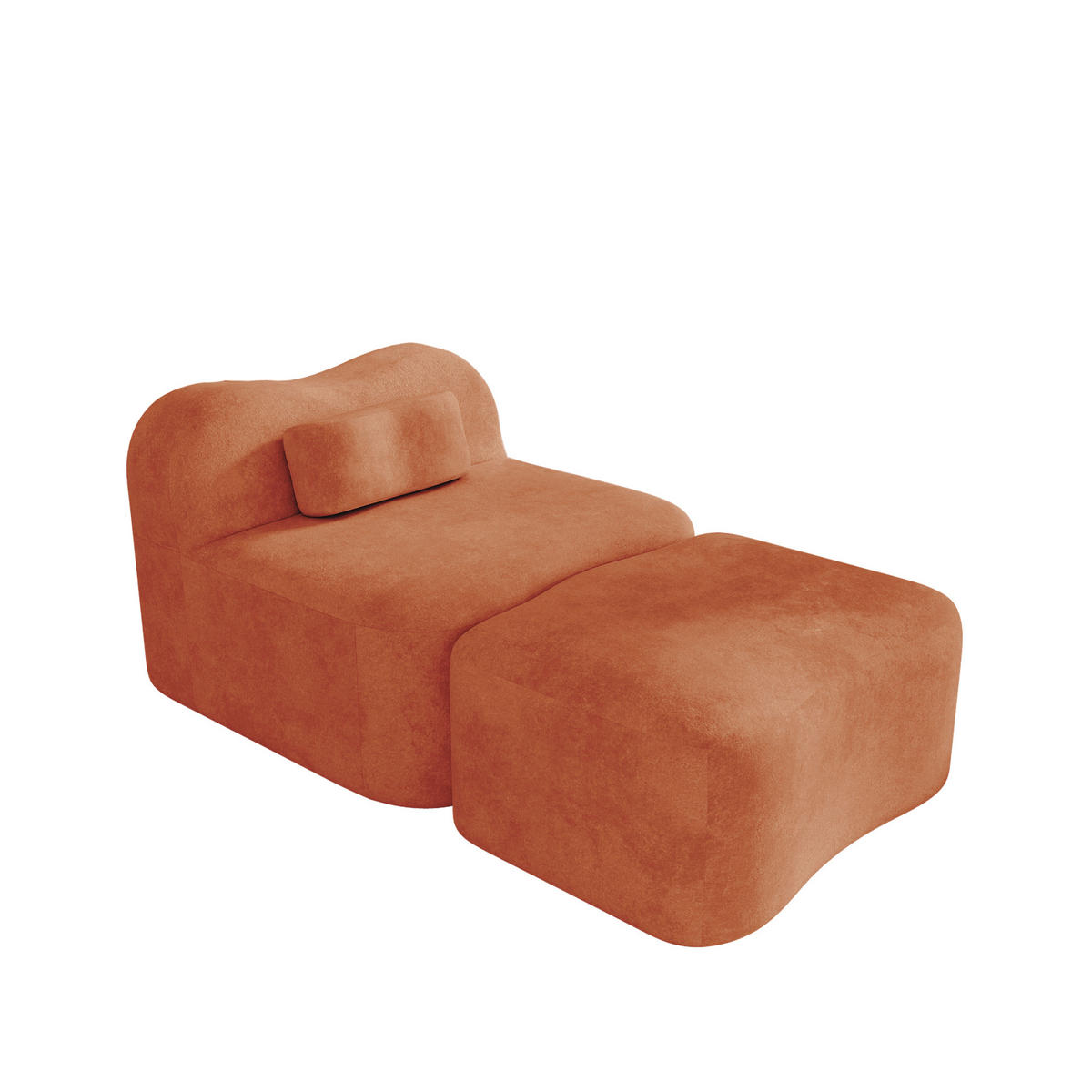 XXL-SESSEL Rahmenlos modular mit Ottoman, DE-42655, Orange - Orange, Textil (96/70/167cm) - ComfortXL