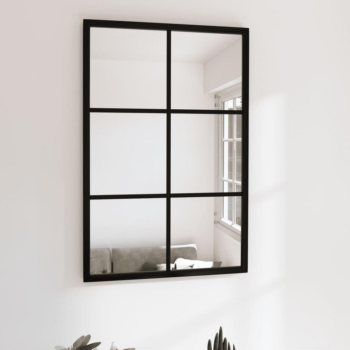 WANDSPIEGEL Schwarz 60x40 cm Metall - Schwarz, Metall (40/1/60cm) - furnicato
