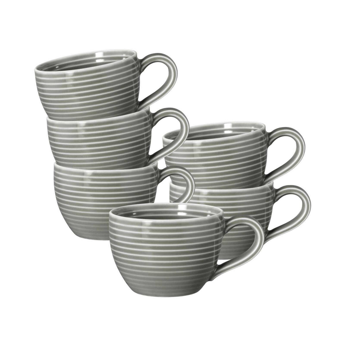 ESPRESSOTASSEN Beat Color Glaze Perlgrau 0,11 l 6er Set - Grau, Keramik (0.11L) - Seltmann Weiden