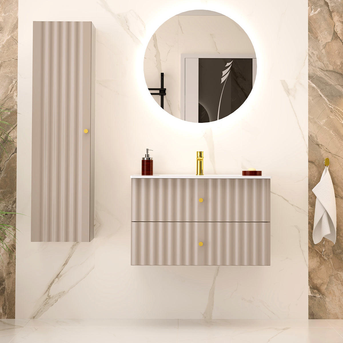 DONJI ELEMENT ZA UMIVAONIK 80cm Izae Kašmir - boje kašmira, drvni materijal (80/50/45.8cm) - Petits-meubles