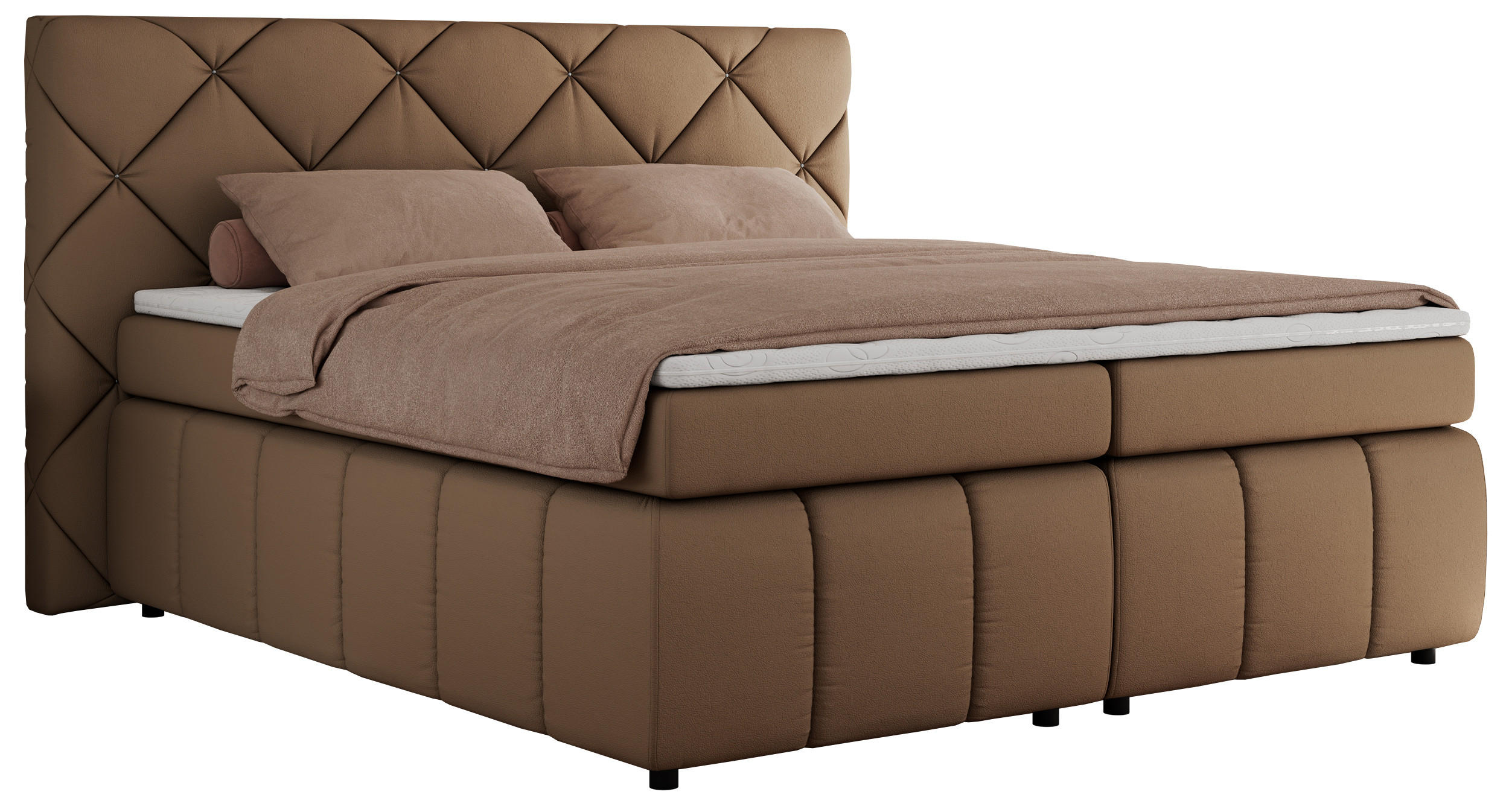 BOXBETT RITA 140/200 - Braun Kunstleder - H3 - Braun, Holz/Textil (140/200cm)