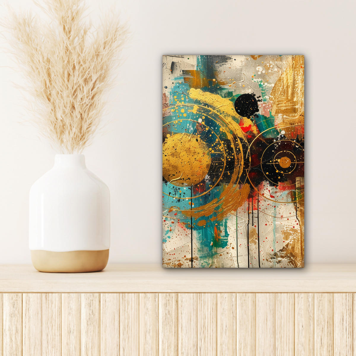 LEINWANDBILD - Abstrakt - Kunst - Gold - Modern - 20x30 - Bilder - Multicolor, Textil (20/30cm) - MuchoWow