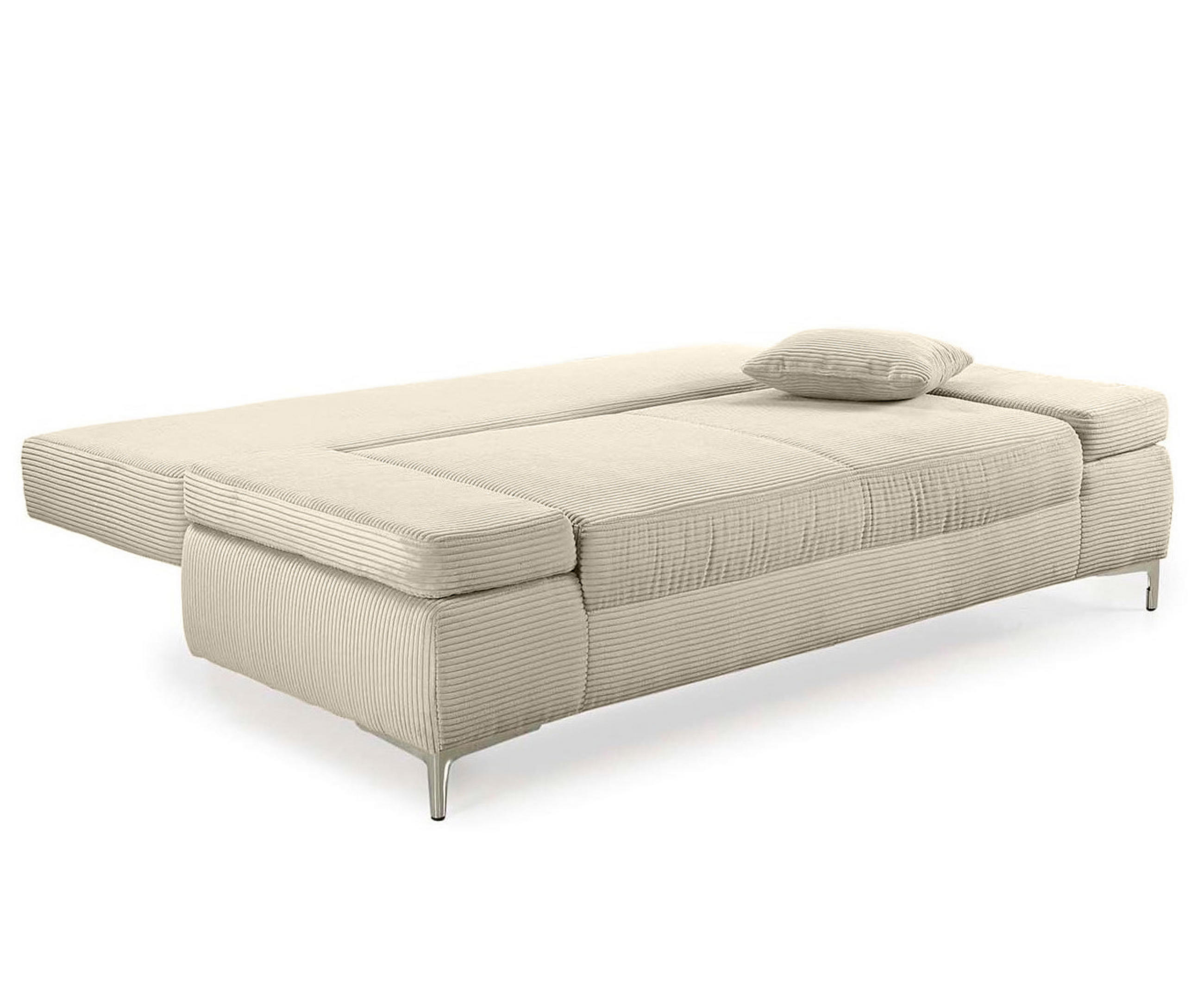 SCHLAFSOFA mit Bettkasten, Federkern, Armlehnen verstellbar B202/T103/H89 cm, Liegefläche 144x198 cm, Cord Beige Grau / 15203 - Chromfarben/Greige, Textil/Metall (202/89/103cm) - luma-home