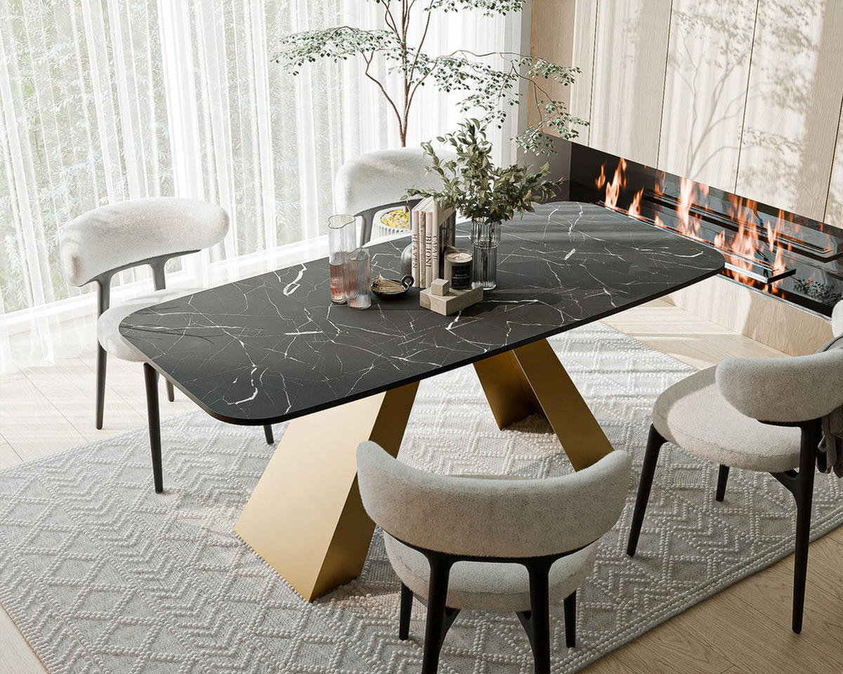 AUSZIEHTISCH ZENITH 180/90/76 cm mit Metallgestell, Gold / Grau - Goldfarben/Grau, Holzwerkstoff/Metall (90/180/76cm) - Idohome