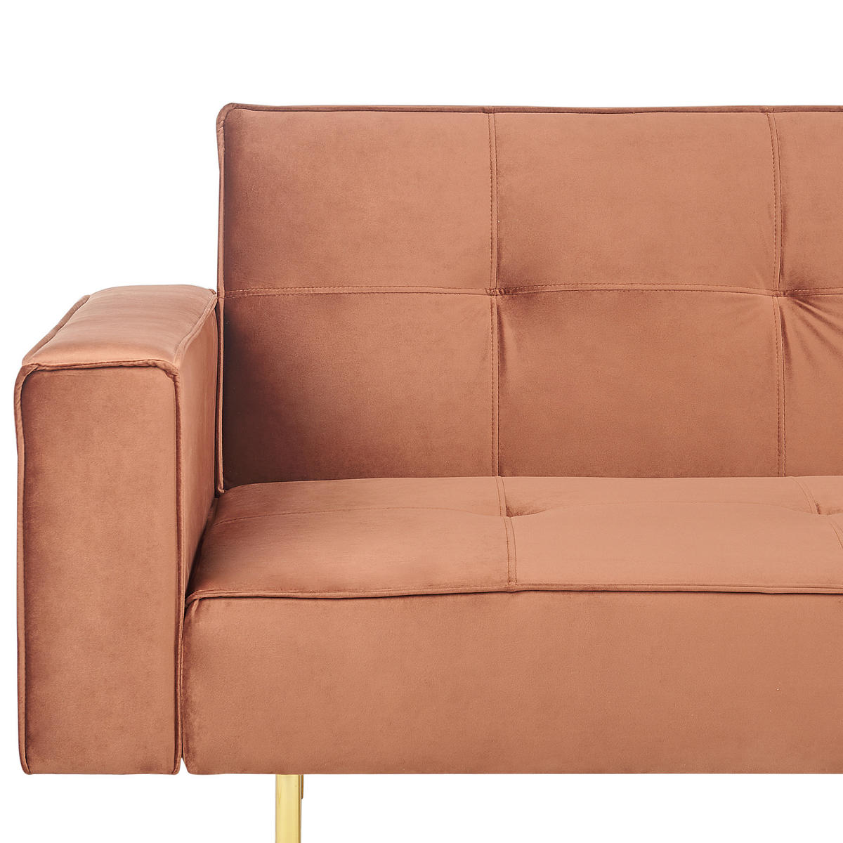 3-SITZER-SCHLAFSOFA Samtstoff goldbraun Visnes - Goldfarben/Braun, Textil (218/80/81cm) - Beliani