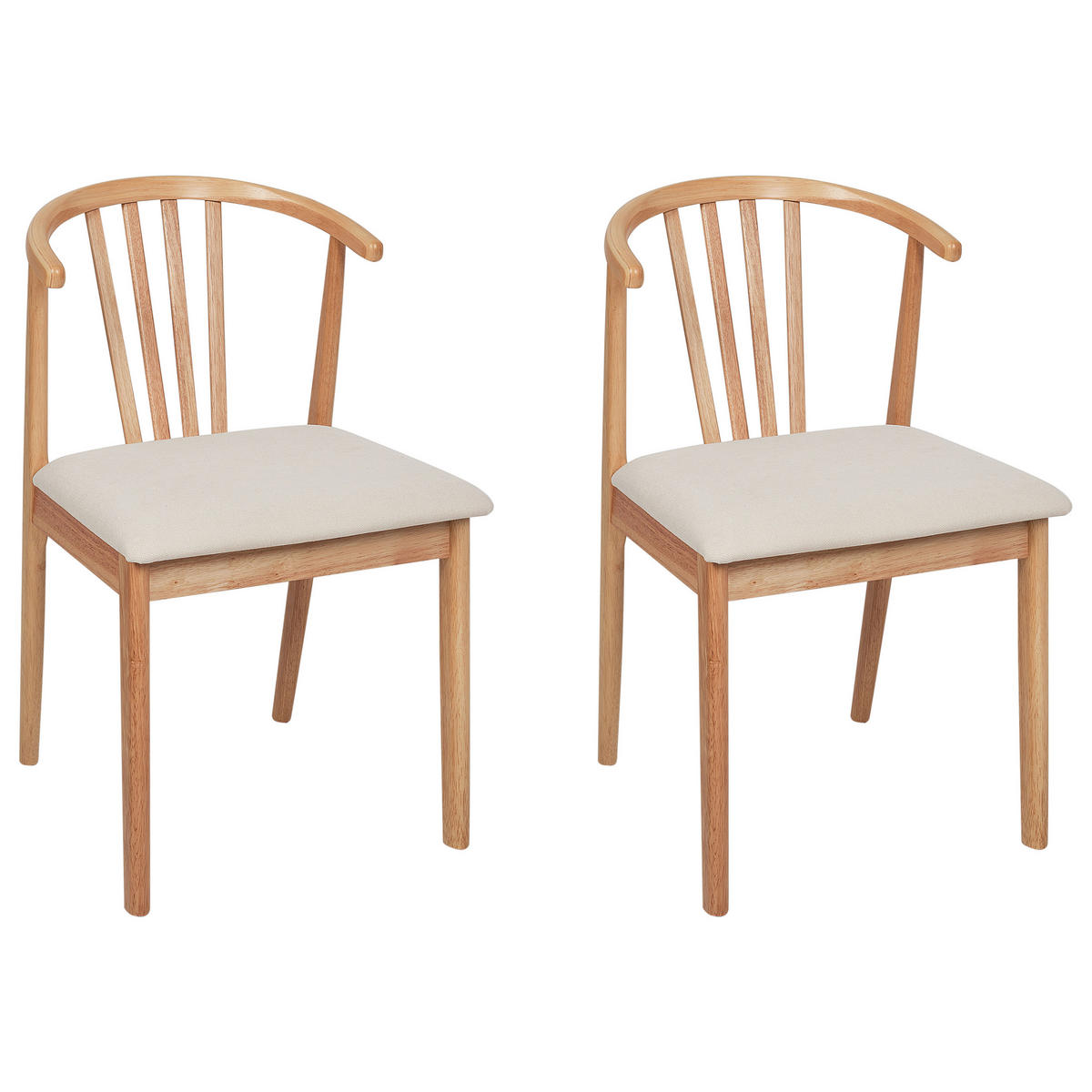 ESSZIMMERSTUHL 2er-Set Heller Holzfarbton Craig - Hellbraun/Beige, Holz (50/80/57cm) - Beliani