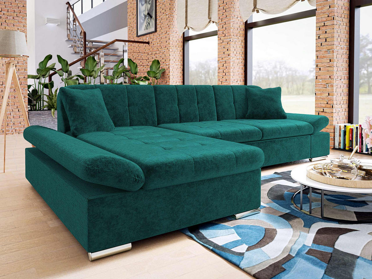 ECKSOFA Malwi, Seite: Links - Bronzefarben, Holz/Textil (278/161cm) - MIRJAN24