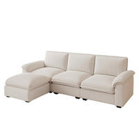 ECKSOFA DE-35030 modular mit Ottomane Beige - Beige, Textil (128/257cm) - ComfortXL