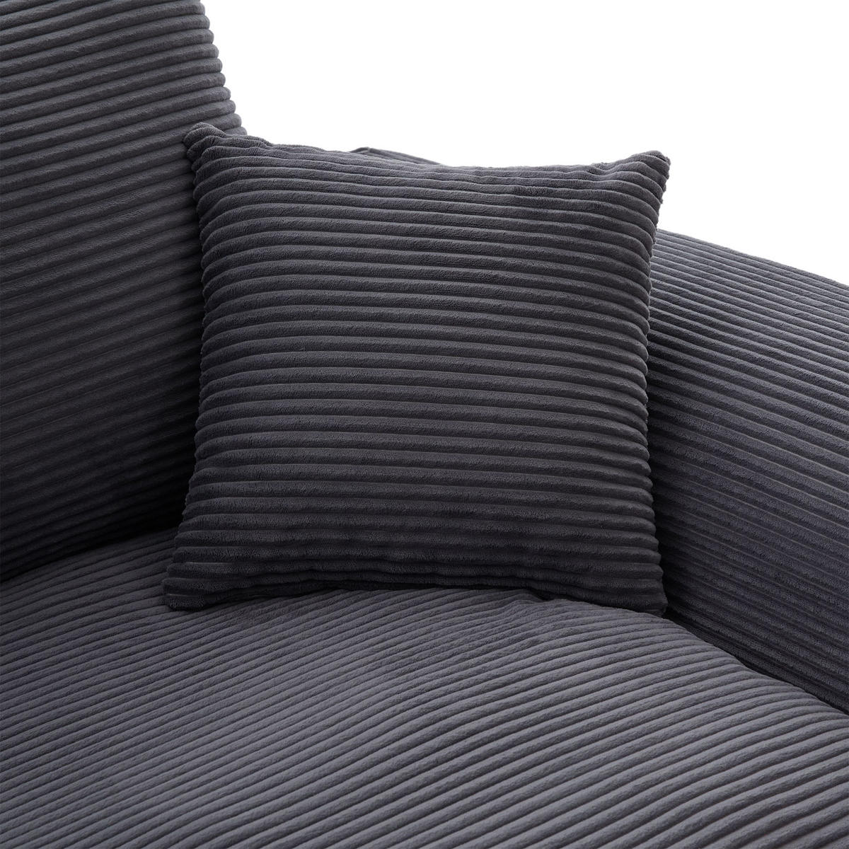 SESSEL Cord-Sofa mit Federkern-Polsterung und Kissen, Montagefrei - Dunkelgrau, Textil (101/84/102cm) - Urban Meuble