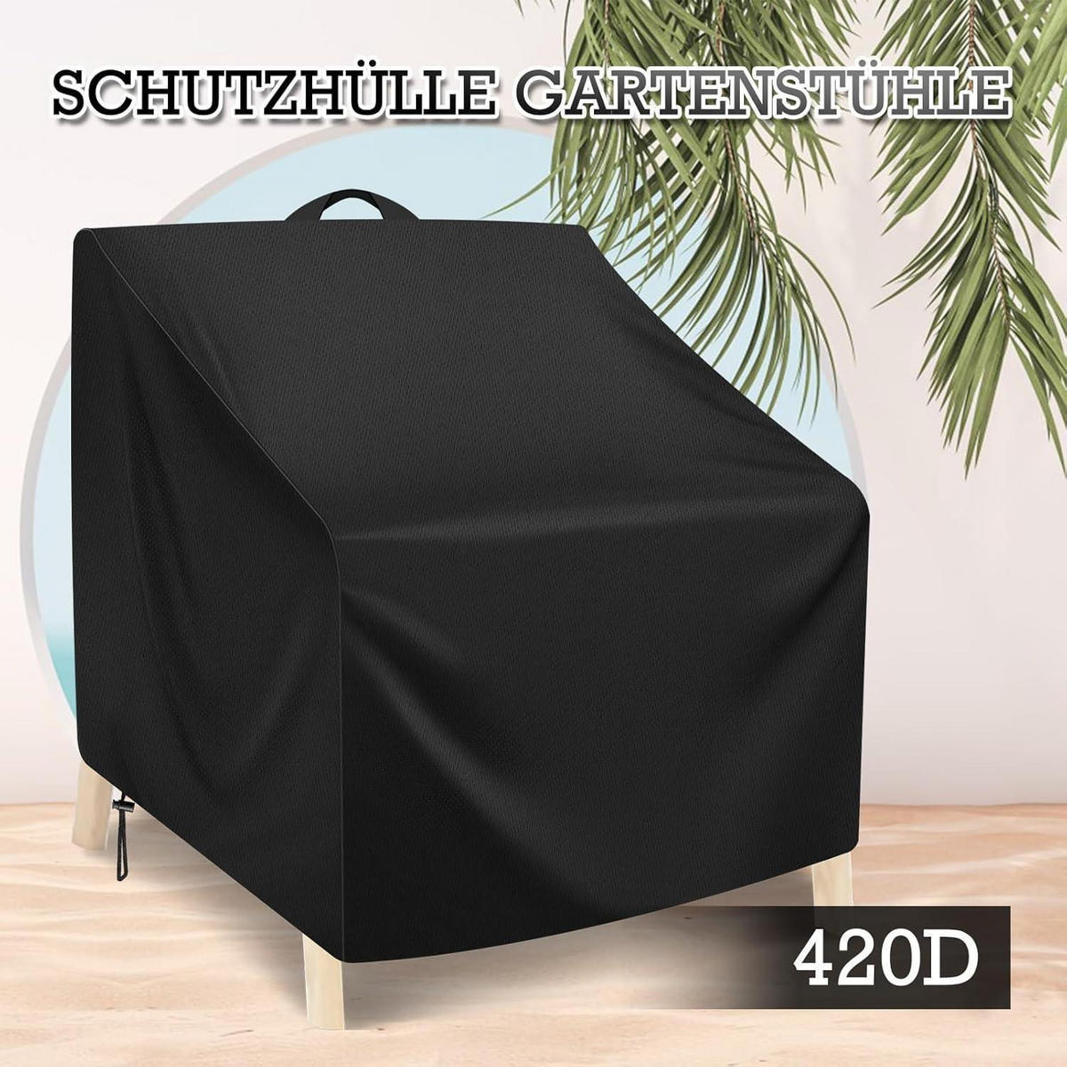 SCHUTZHÜLLE Gartenstühle 102 x 109 x 124 cm Wasserdicht UV-Beständig - Schwarz, Textil (109/104/124cm)