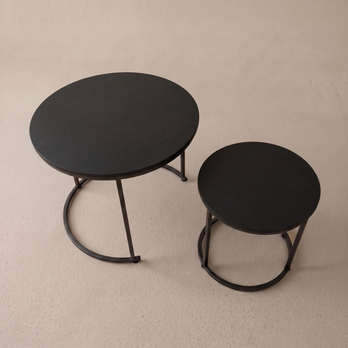 COUCHTISCH 2er-Set rund Schwarz - Schwarz, Metall (60/60/50cm) - SCENA LIVING