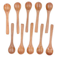 HOLZLÖFFEL-SET, 10 Stück, 13 cm, Buchenholz, Mini, für Küche & Kinder, umweltfreundlich - Naturfarben, Holz