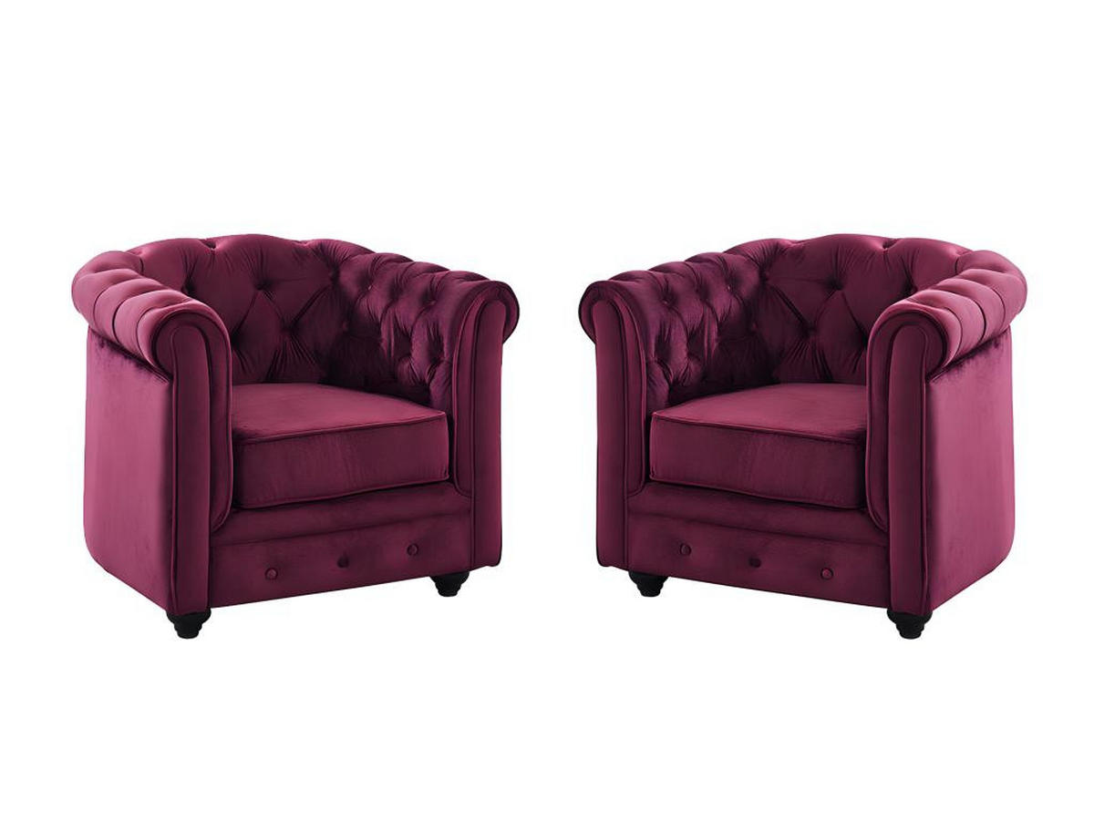 SESSEL mit gerader Rückenlehne - 2 -Sitzer - Samt - bordeaux - CHESTERFIELD - Bordeaux, Textil (85/72/78cm) - Vente-Unique