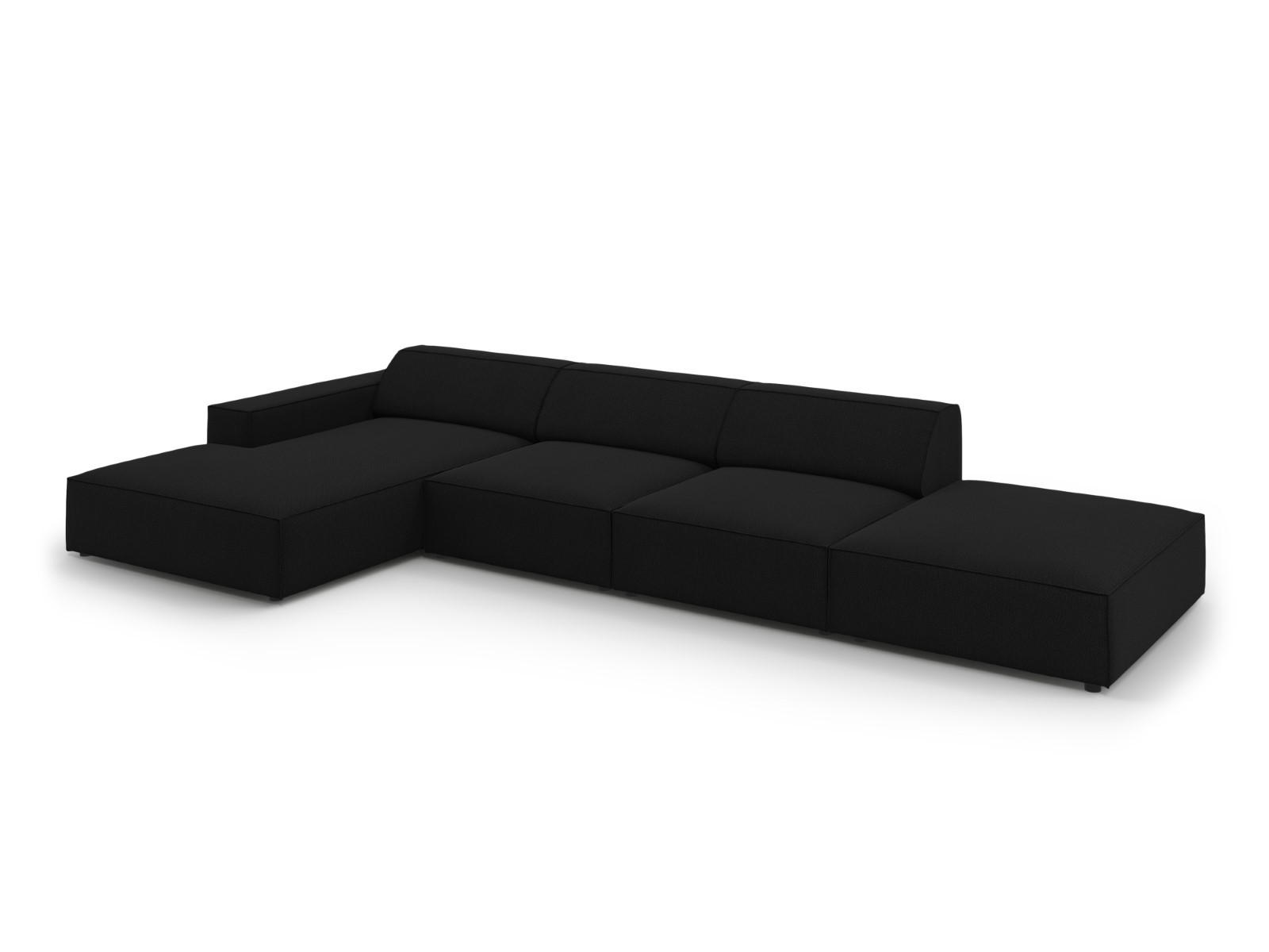 ECKSOFA links Jodie aus strukturiertem Stoff schwarz 5 Sitzplätze - Schwarz, Textil (166/341cm) - Micadoni