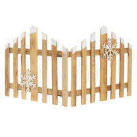 DEKO HOLZ ZAUN Natur 30 LED Warmweiß 77x38 cm mit Schneeflocken - Braun, Holz (77/38/2cm) - ECD-Germany