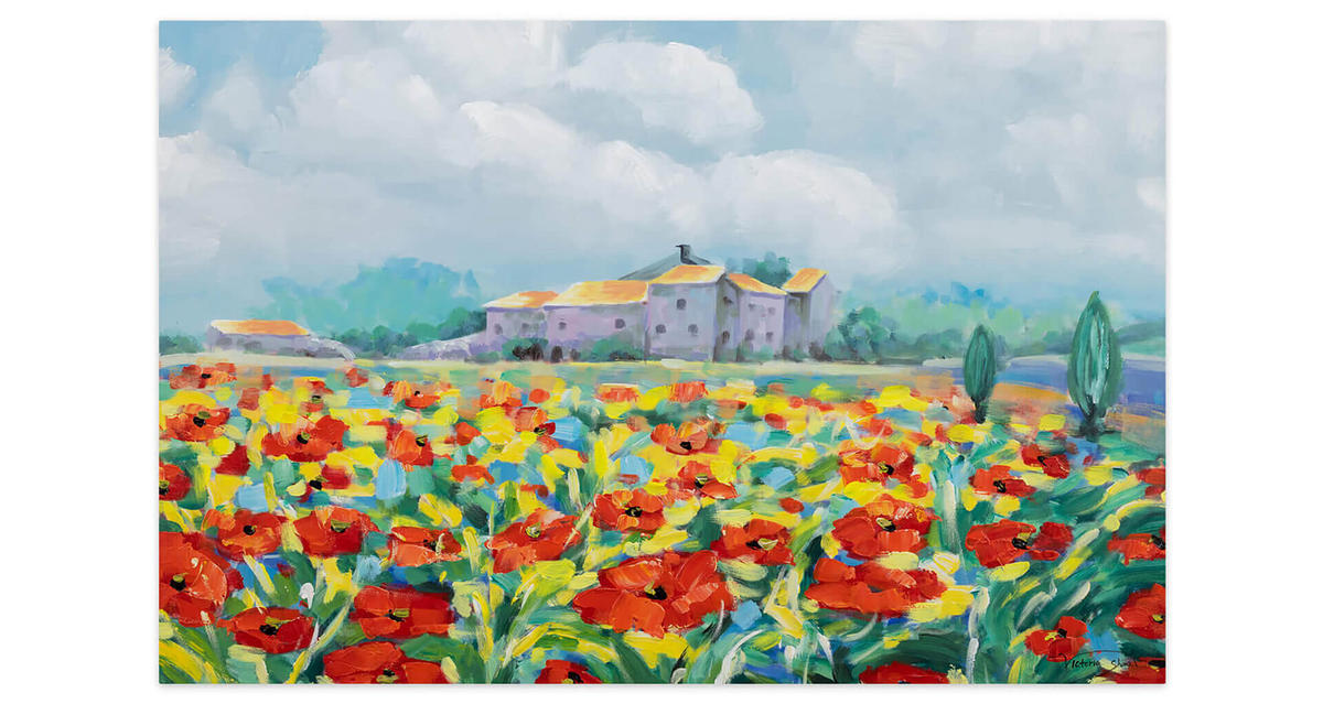RUČNE MAĽOVANÝ AKRYLOVÝ OBRAZ 93/63 cm, viacfarebný, prírodný a botanický motív - viacfarebná, drevo/textil (93/63cm) - KUNSTLOFT