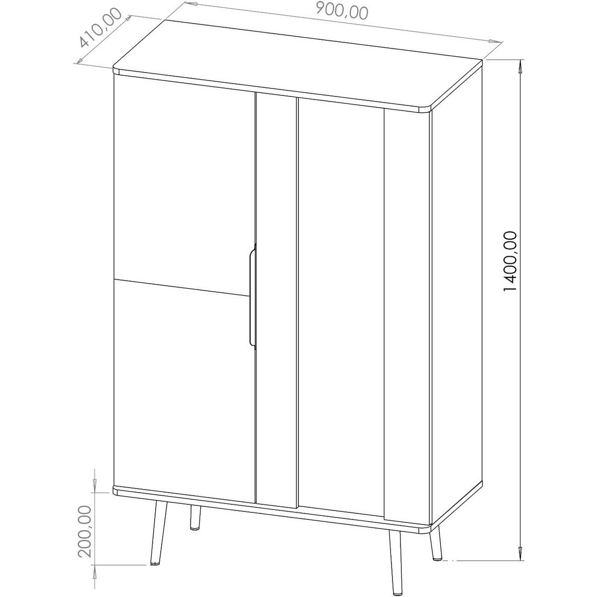 VITRINE PINELLO 05 - Schwarz/Braun, Holzwerkstoff (90/140/41cm)