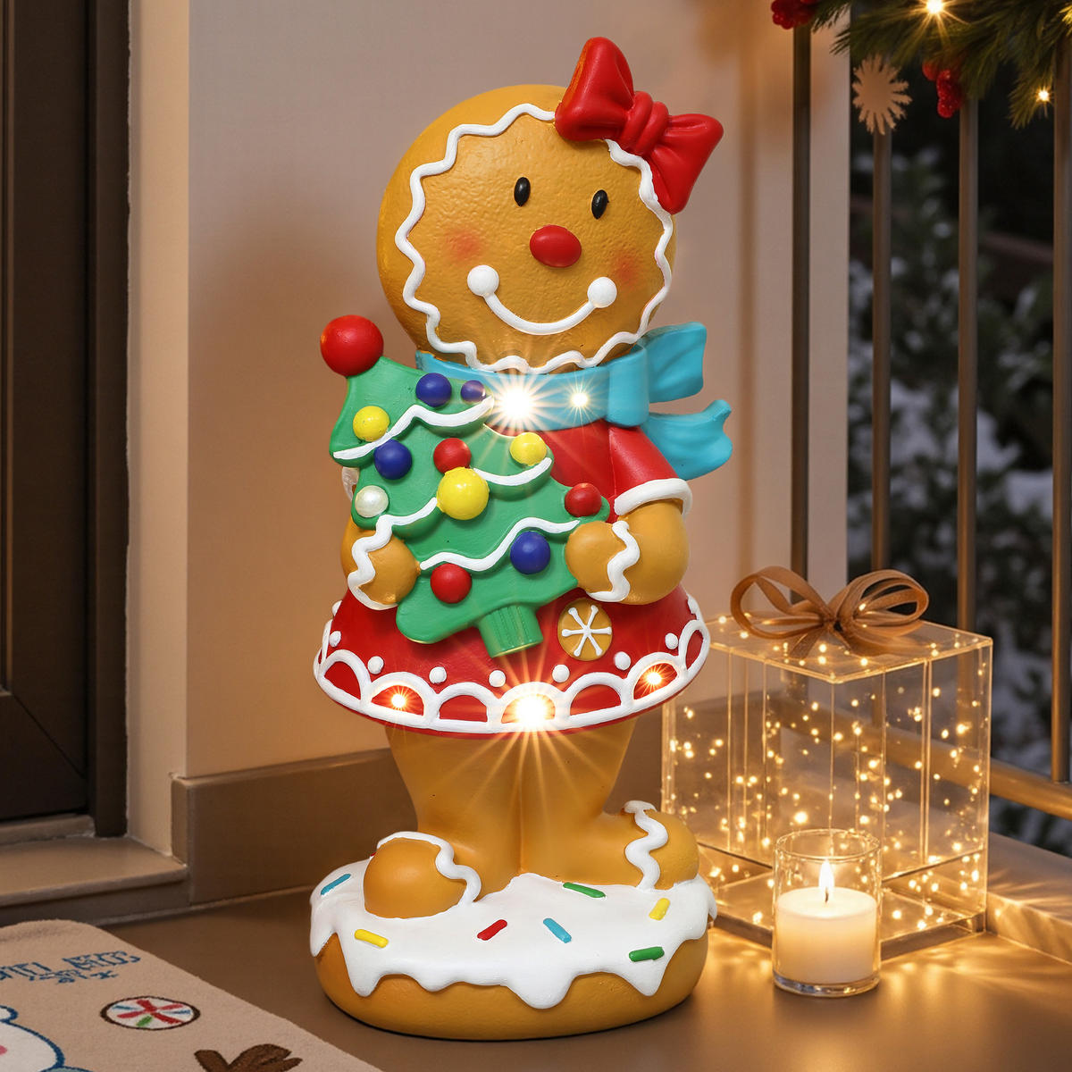 LEBKUCHENMANN Stehfigur 61CM HTHD0368-S - Braun, Stein (23.5/61/28cm) - Hometopia