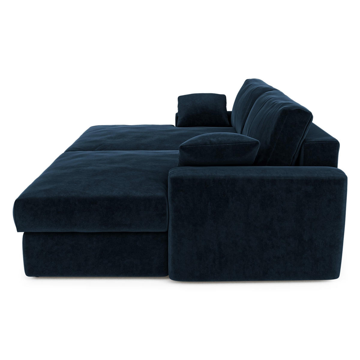 SOFA PLUM Samt Mitternachtsblau 260cm - Blau/Dunkelblau, Textil (260/83/155cm) - Premium Interiors