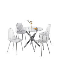 ESSGRUPPE DE-39337 5-teilig, mit 4 Samtstühlen Silber - Silberfarben, Metall (80/75/80cm) - ComfortXL