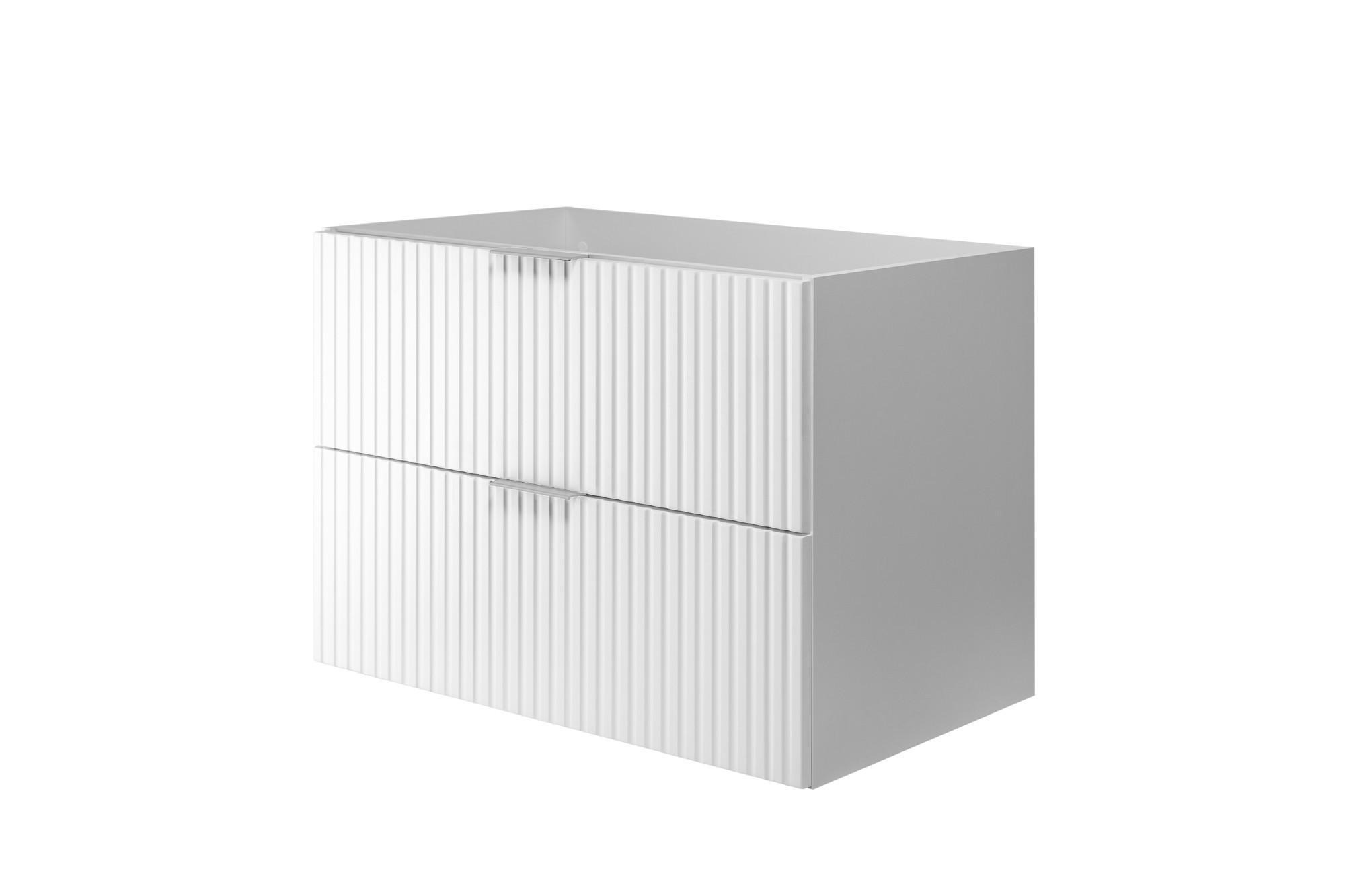 WASCHBECKUNTERSCHRANK, Weiß, 80 x 57 x 46 cm, Griff silber, ohne Arbeitsplatte - Silberfarben/Weiß, Holzwerkstoff (80/57/46cm) - 3XE LIVING