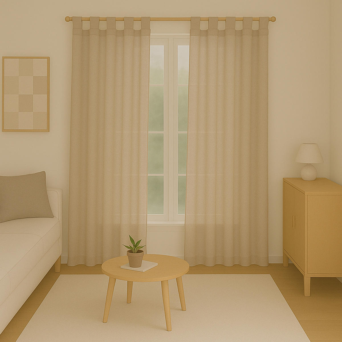 SCHLAUFENSCHAL blickdicht 140x245 cm Beige 2er-Pack - Beige, Textil (140/245cm)