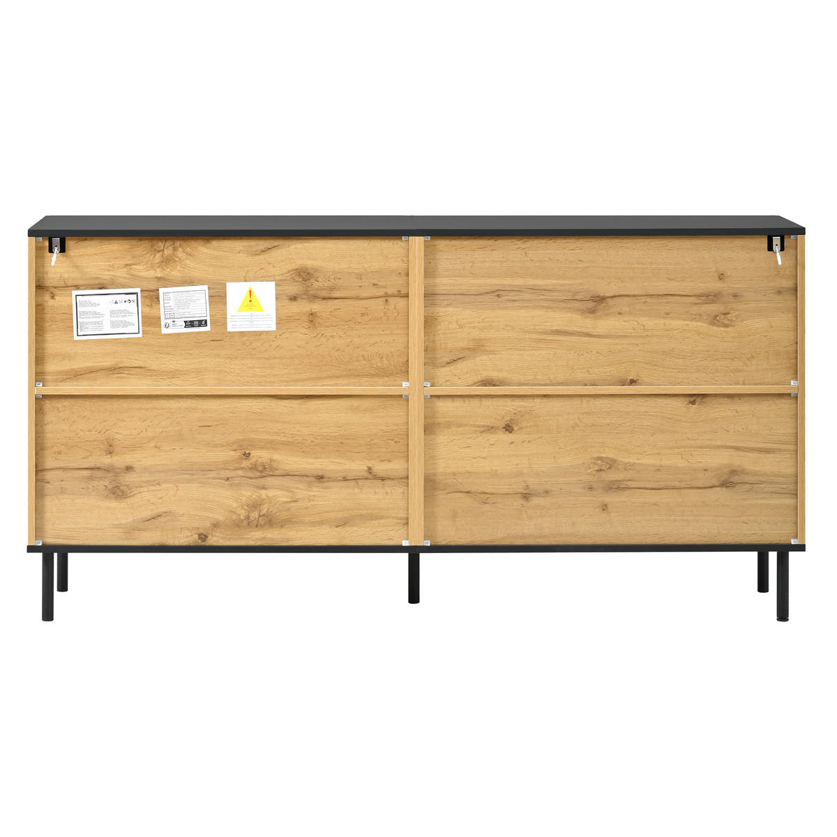 SIDEBOARD Mosaik 2 Türen Holzoptik Metallfüße modern - Naturfarben, Holzwerkstoff (35/80.5/160cm) - FLIEKS