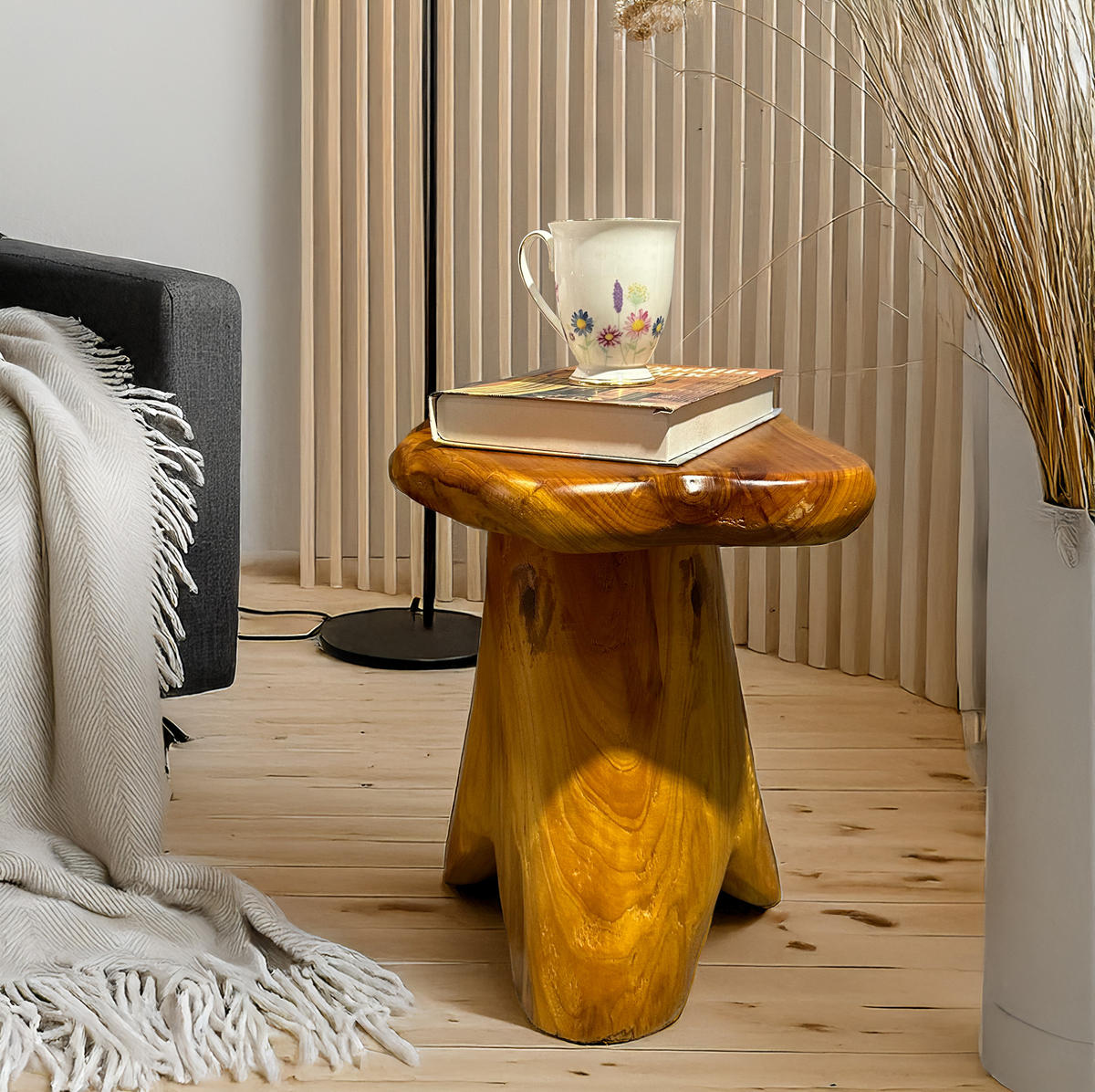 COUCHTISCH aus massivem Tannenholz in Naturfarbe – unregelmäßige Form - Naturfarben, Holz (35/30/37cm) - BEAOK