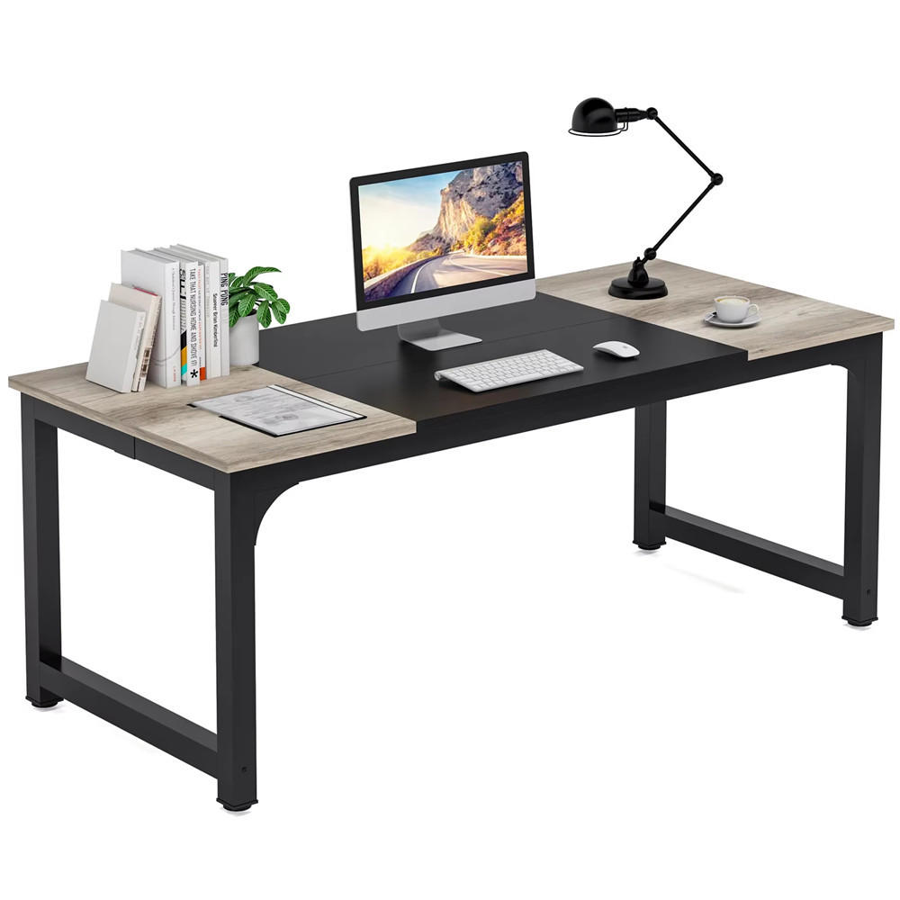 SCHREIBTISCH 180/80/75 cm Grau Schwarz Bürotisch - Grau, Holz (180/80/75cm) - Kaket
