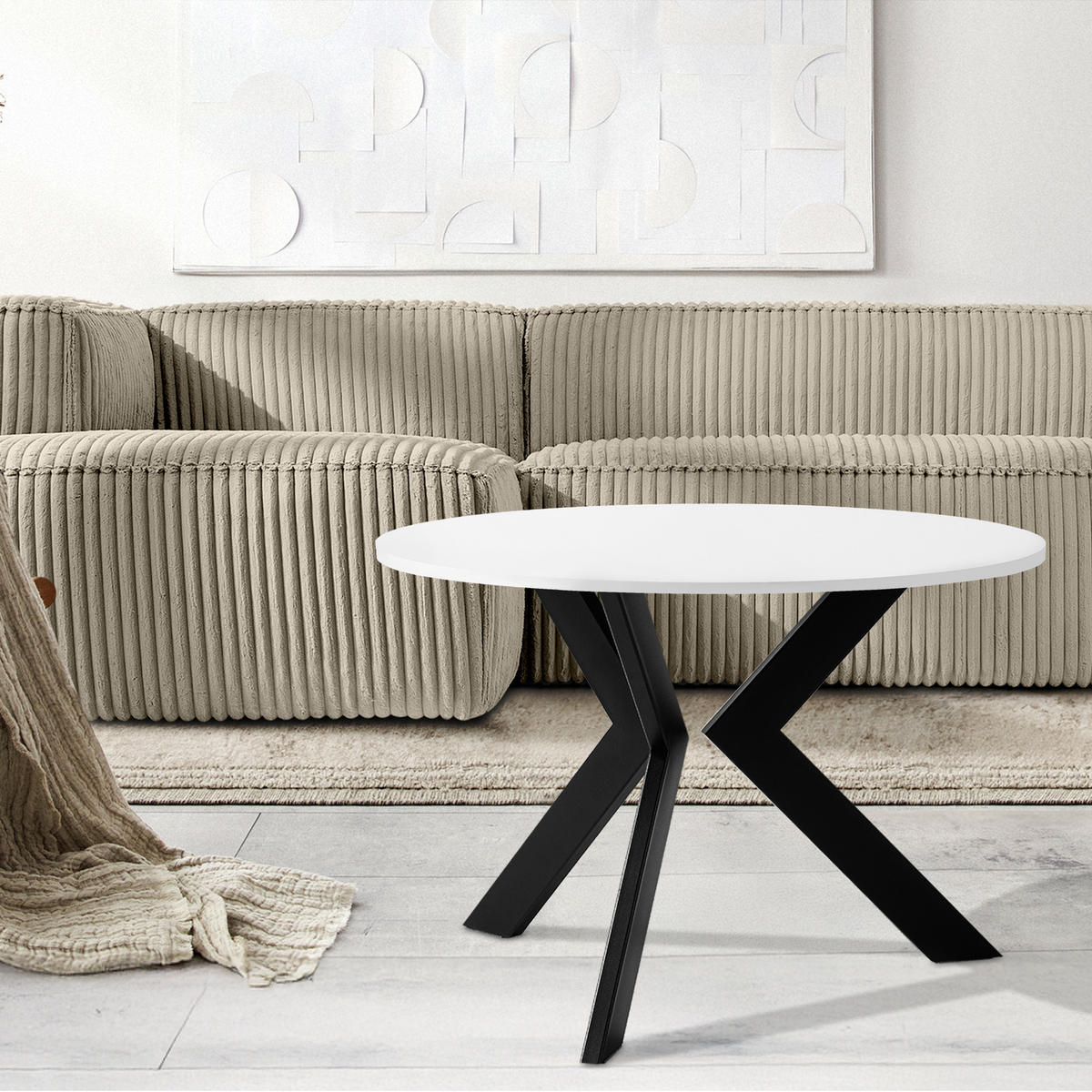 COUCHTISCH LARDA Kaffeetisch - Weiß, Holzwerkstoff/Metall (65/65/51cm) - KONSIMO®