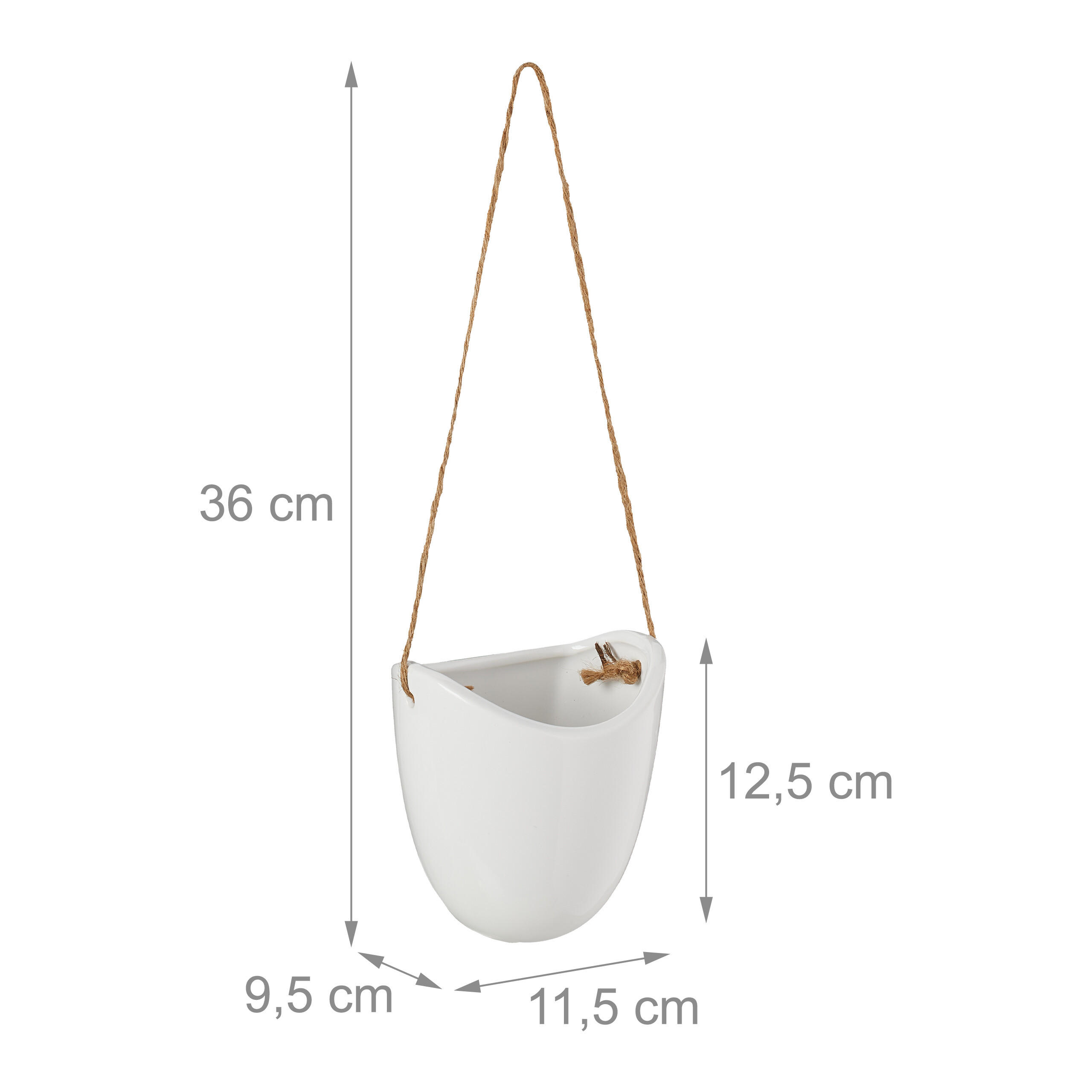 Thumbnail - Relaxdays 3Xwandvase, Weiß, Keramik, Textil, 11.5x36x9.5 cm, Dekoration, Blumen & Zubehör, Übertöpfe