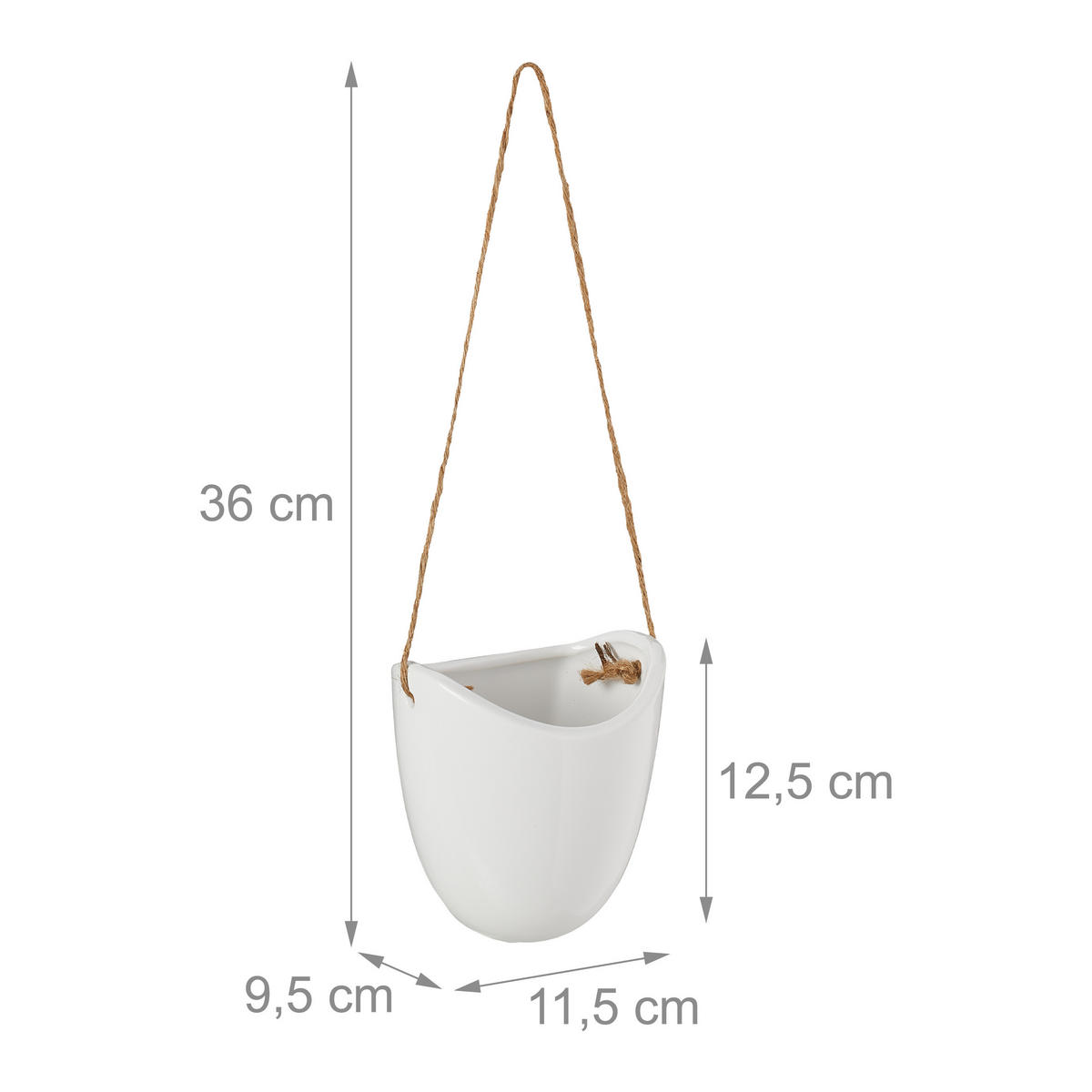 3XWANDVASE - Weiß, Keramik/Textil (11.5/36/9.5cm) - Relaxdays