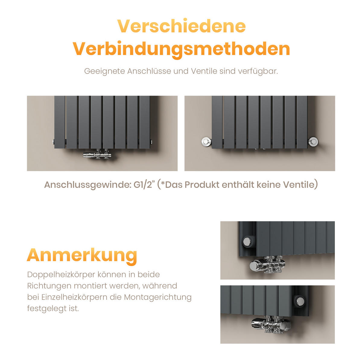 HEIZKÖRPER Flachheizkörper Anthrazit 63/100/4,9 cm - Anthrazit, Metall (100/63/4.9cm) - EMKE