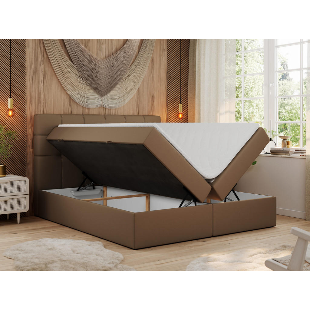 Thumbnail - MKS Boxbett, Braun, Textil, 2-Sitzer, H4, Rechteckig, 200x200 cm, Schlafzimmer, Betten, Boxspringbetten