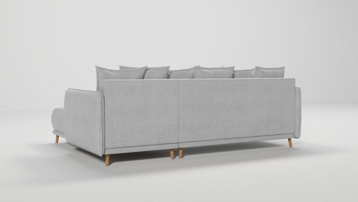 ECKSOFA Chroma Silber Luxusmicrofaser - Silberfarben/Braun, Holz/Textil (238/170cm) - S-Style Möbel
