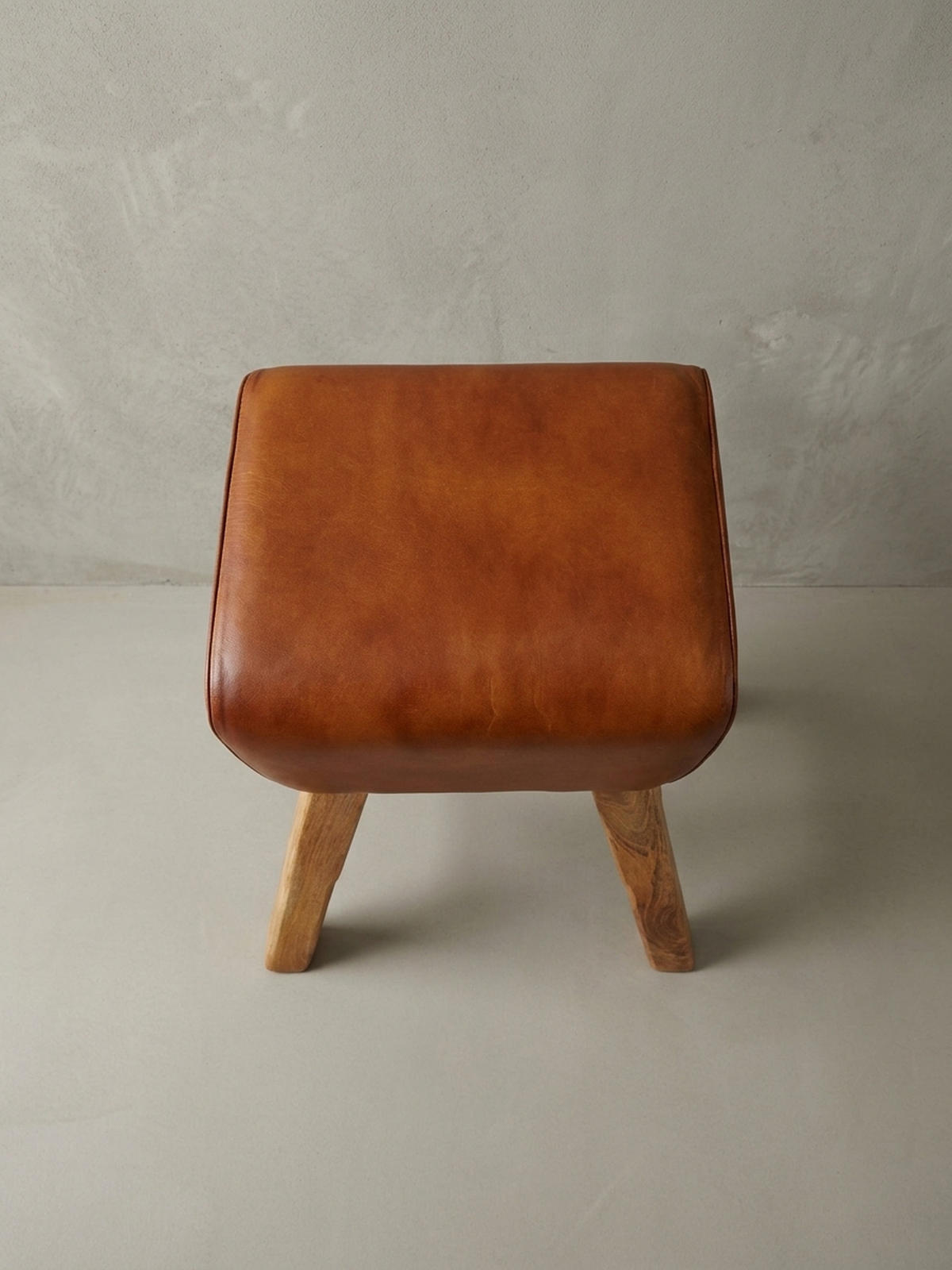 BARHOCKER – Ziegenleder und Mango Massivholz, Turnbock-Design, 43x75x43 cm, Dunkelbraun - Braun, Mangoholz/Leder (43/75/43cm) - KADIMA DESIGN