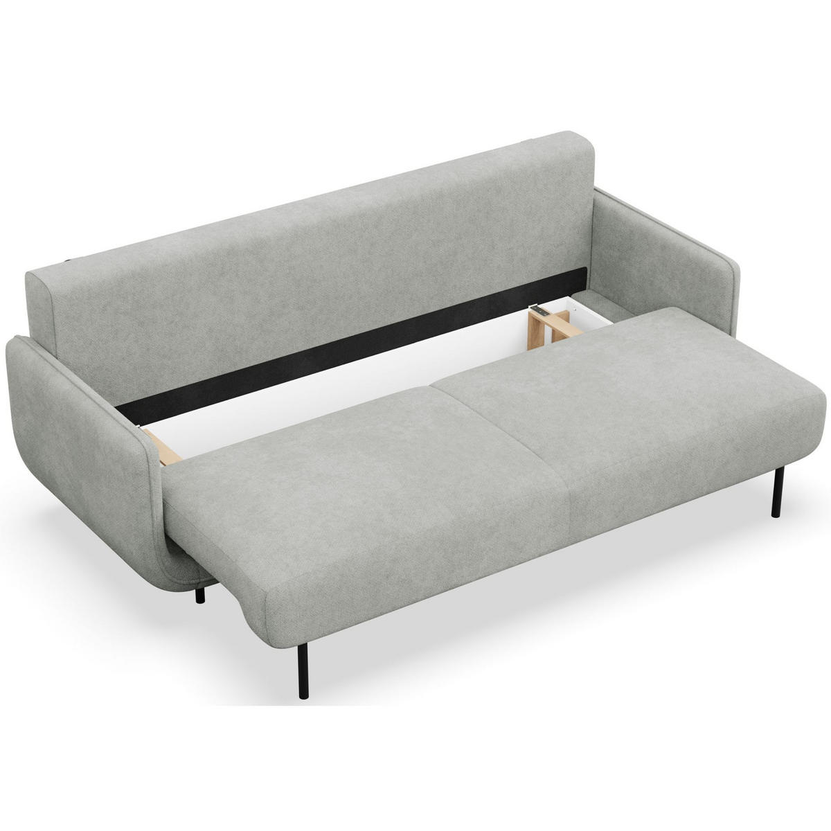 SCHLAFSOFA Ovals Hellgrau - Hellgrau/Schwarz, Textil/Metall (236/95/96cm) - Selsey