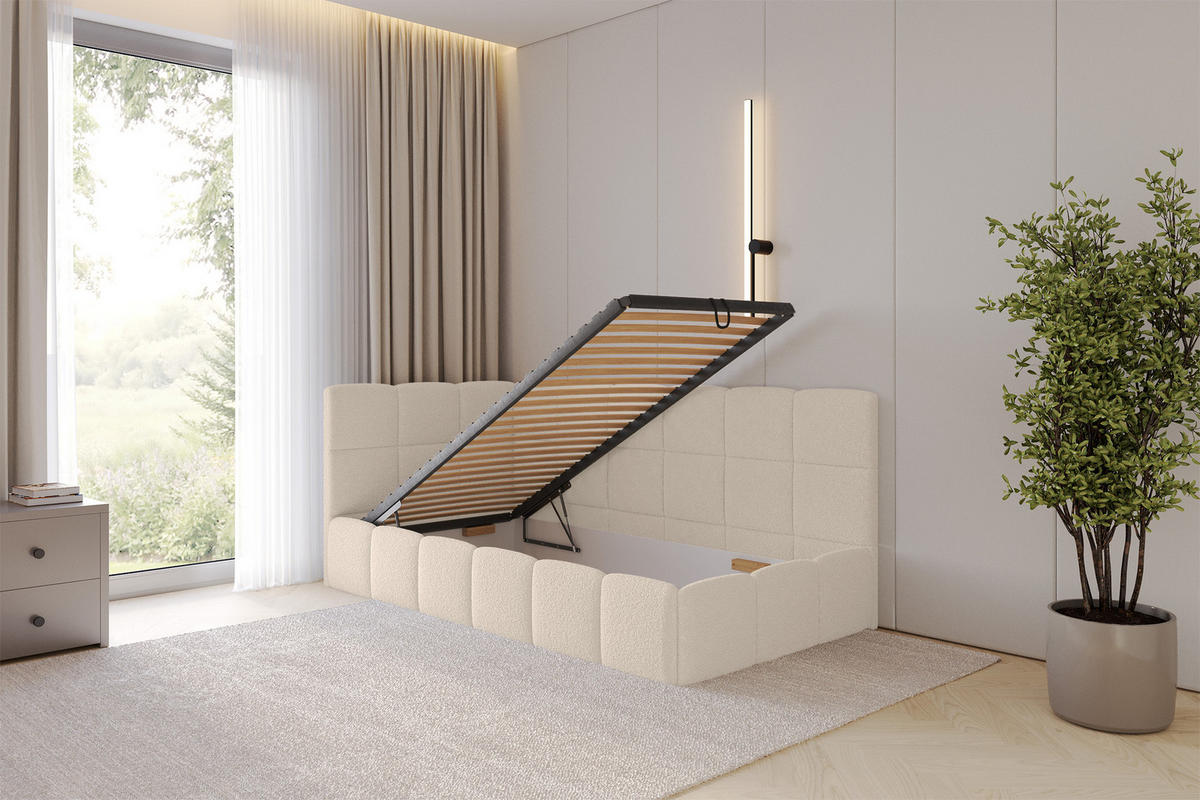 EINZELBETT Jugendbett mit Bettkasten Rechts, ohne Matratze - LIVY 80x200 Dunkelbeige - Mokka, Holzwerkstoff/Textil (80/200cm) - ALTDECOR